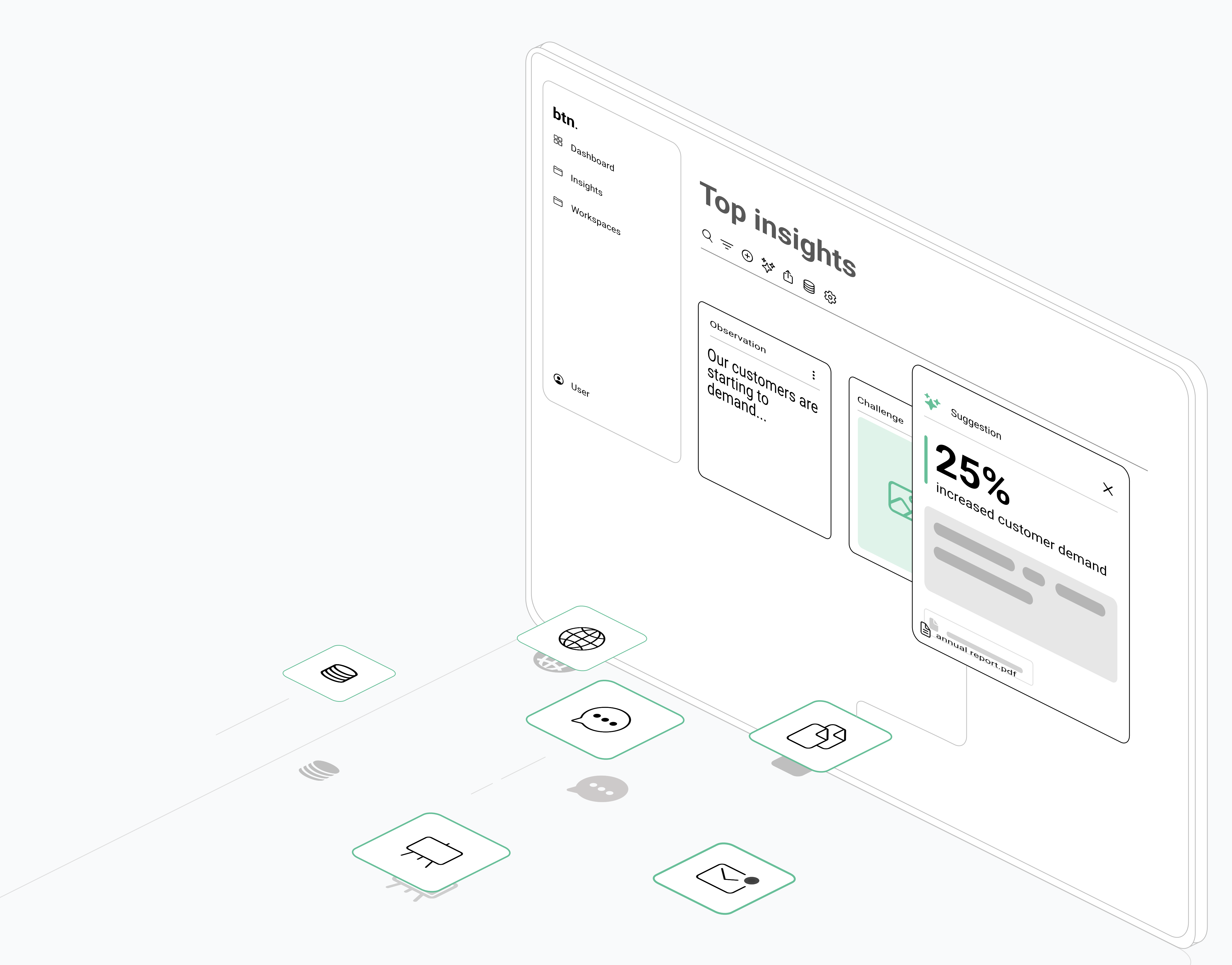 Illustration showing how work signals can be captured and shared as insights